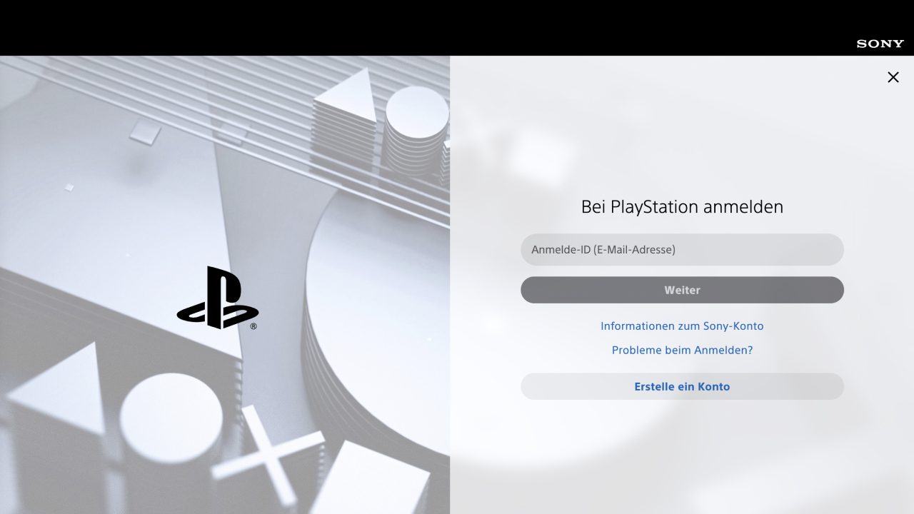 Anmeldung PlayStation Account