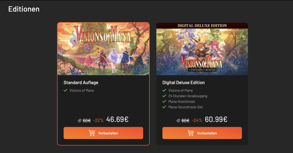 Vorbesteller der Digital Deluxe Edition können Visions of Mana 24 Stunden früher spielen.