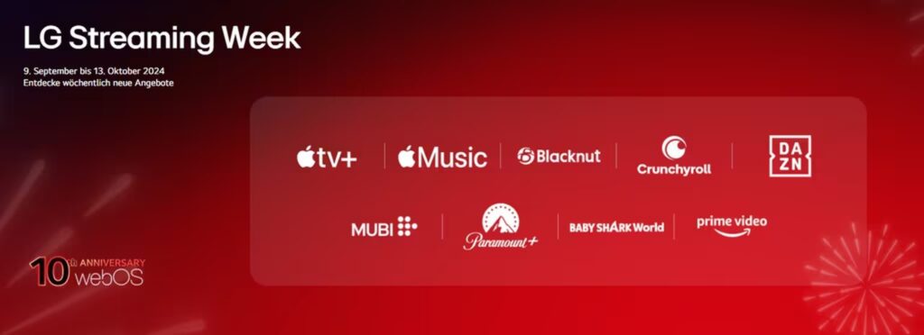 Partner der LG Streaming Week sind unter anderem Apple, Paramount, Dazn und Joyn. 