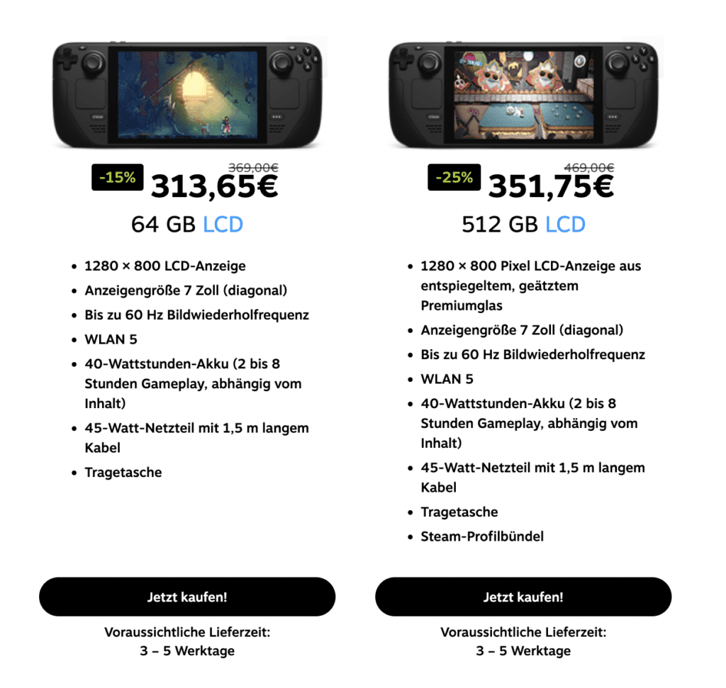 Valve verkauft die LCD-Modelle seines Steam Decks. Derzeit gibt es einen ordentlichen Rabatt auf die Modelle mit 64 GB und 512 GB.